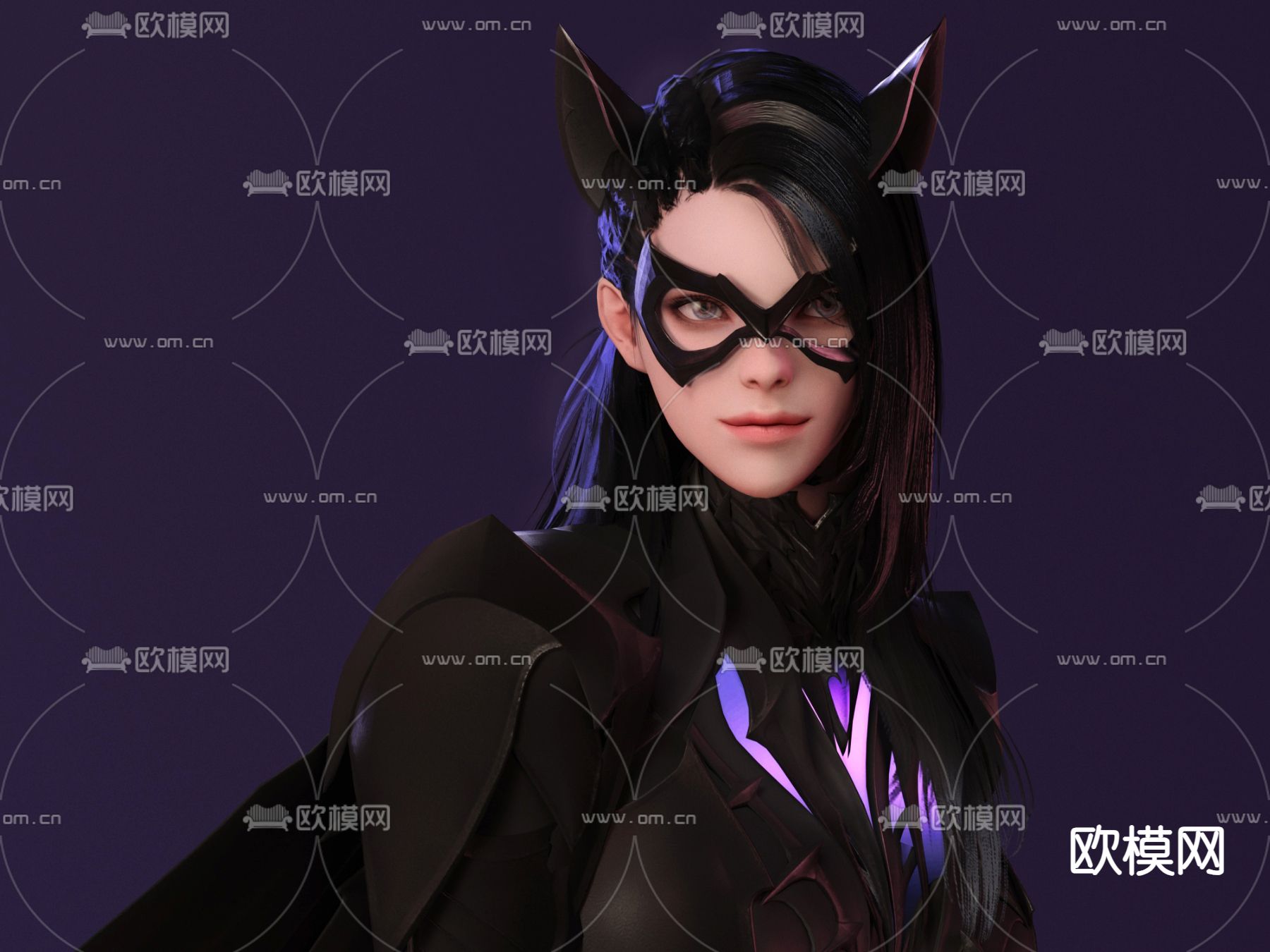 游戏角色 猫女 女战士3d模型下载（渲染图2）