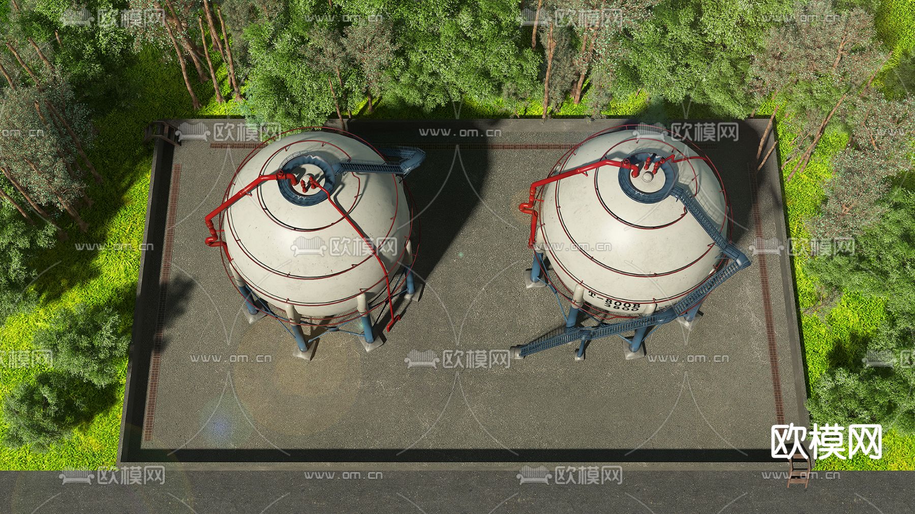 工业管道储气罐3d模型下载（渲染图2）