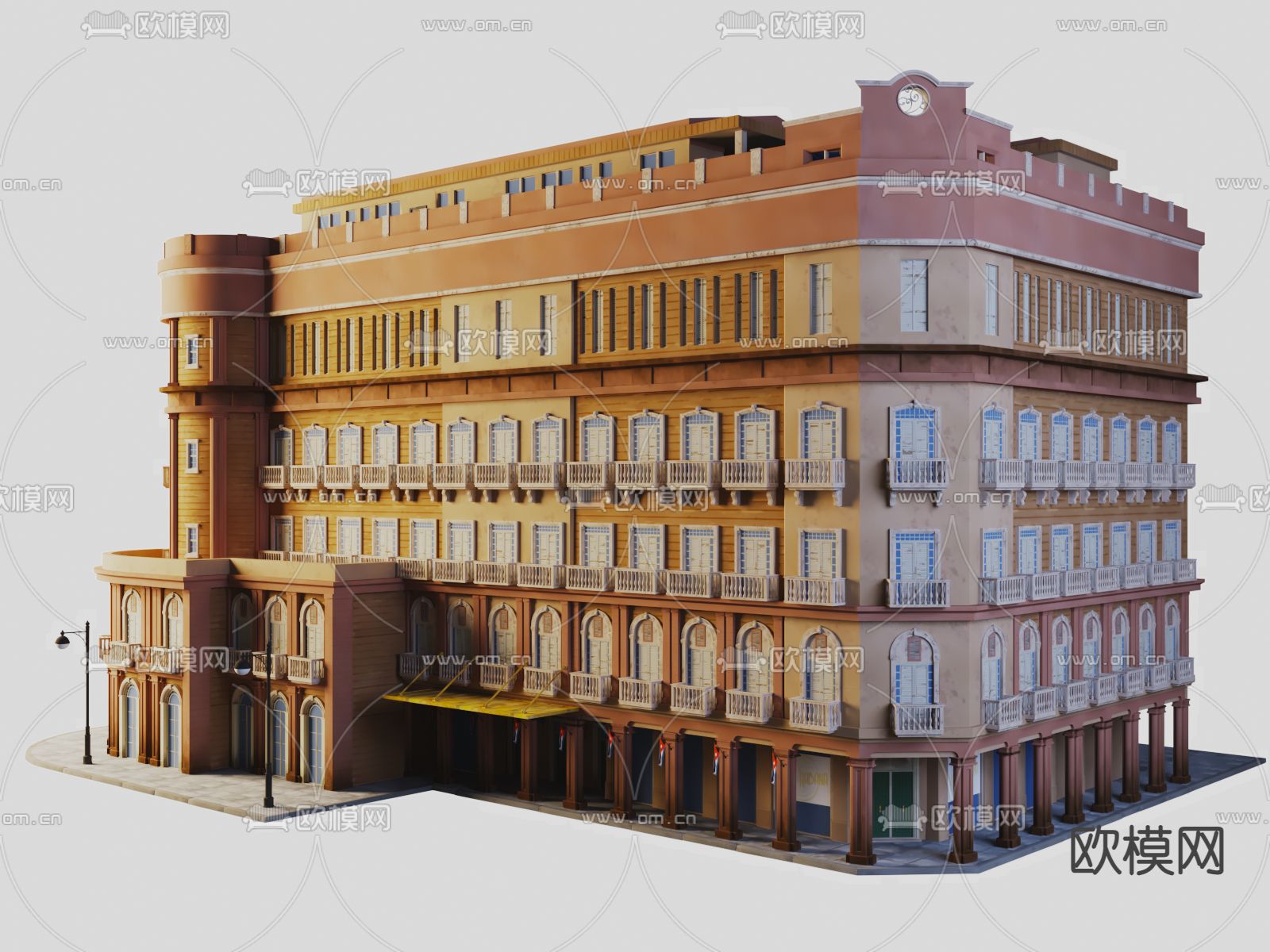 欧式酒店 欧洲街道公寓3d模型下载