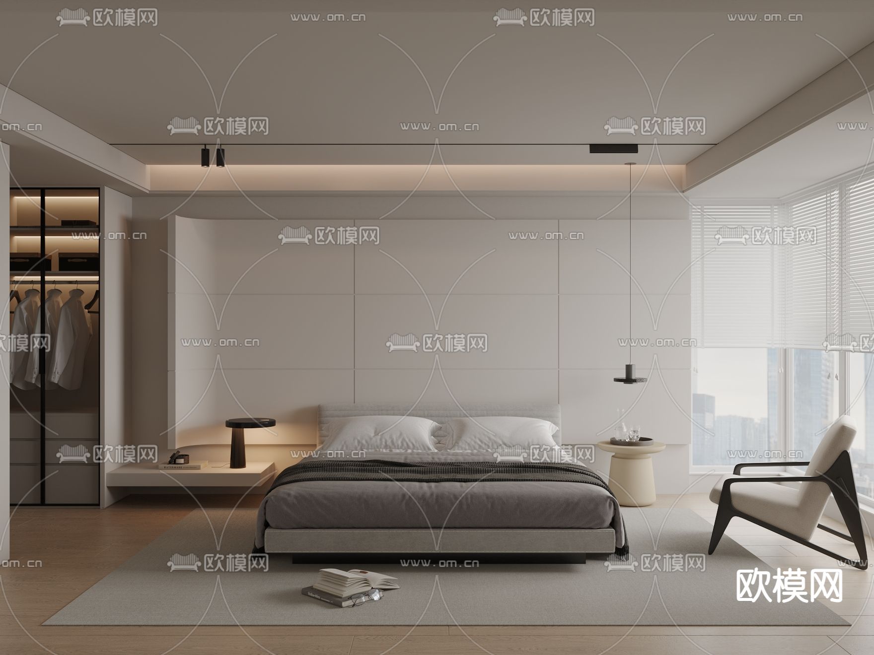 现代 极简 卧室 主卧3d模型下载