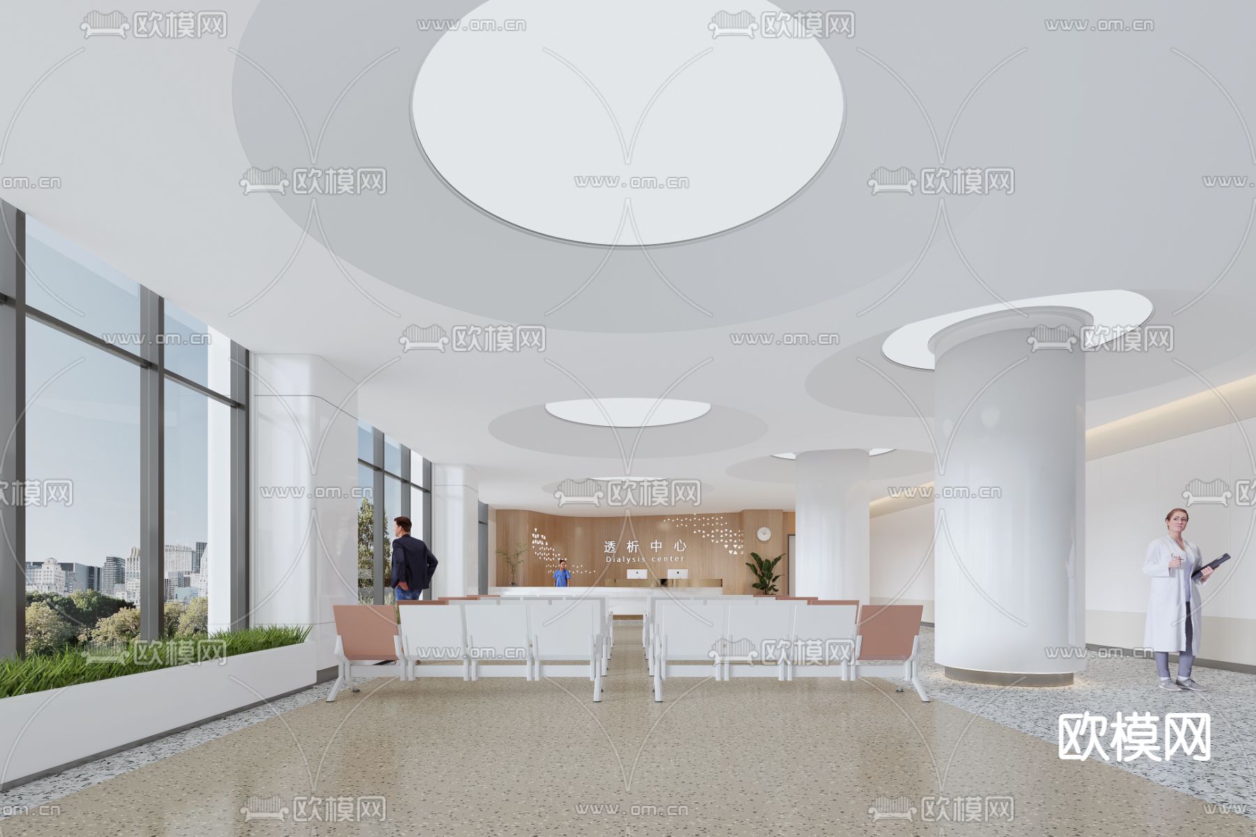现代医院等候区3d模型下载