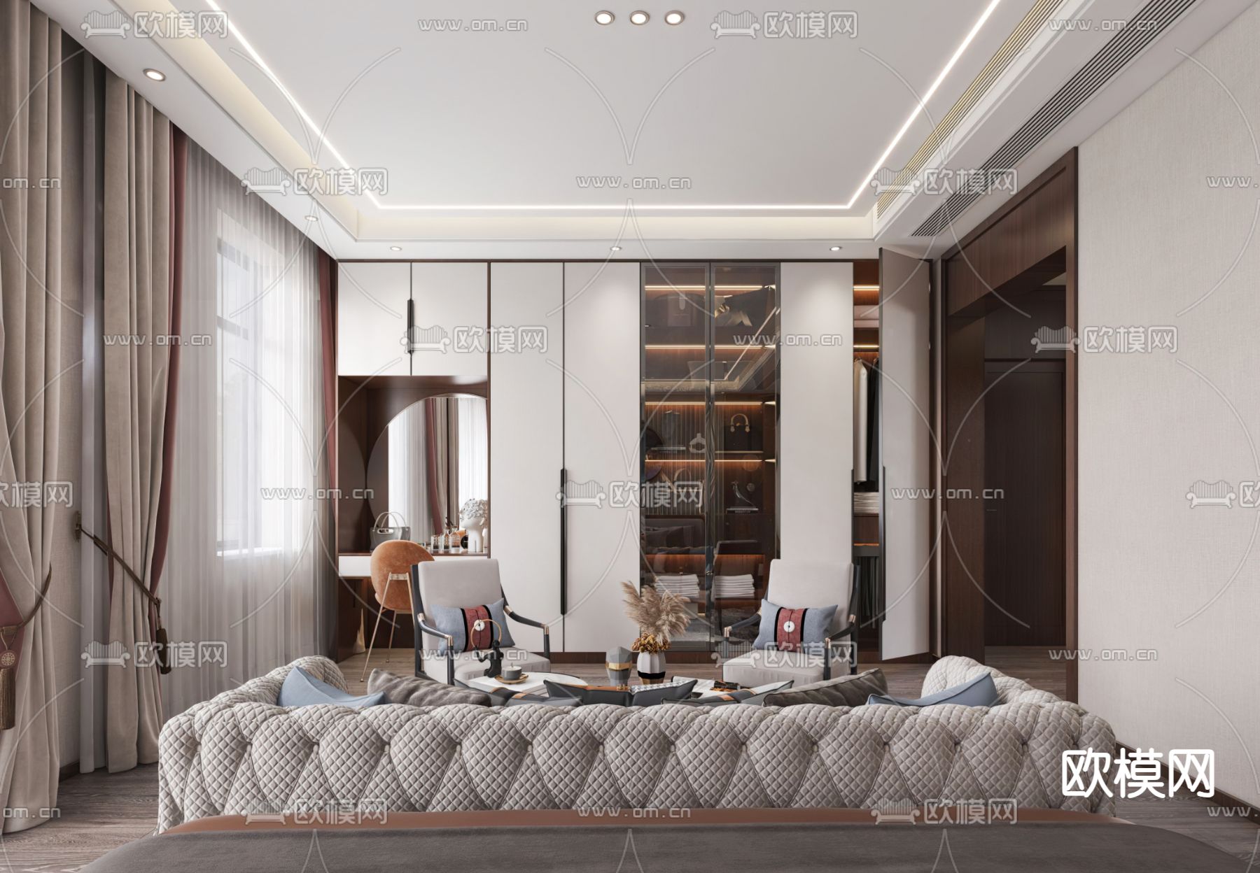 新中式衣帽间3d模型下载