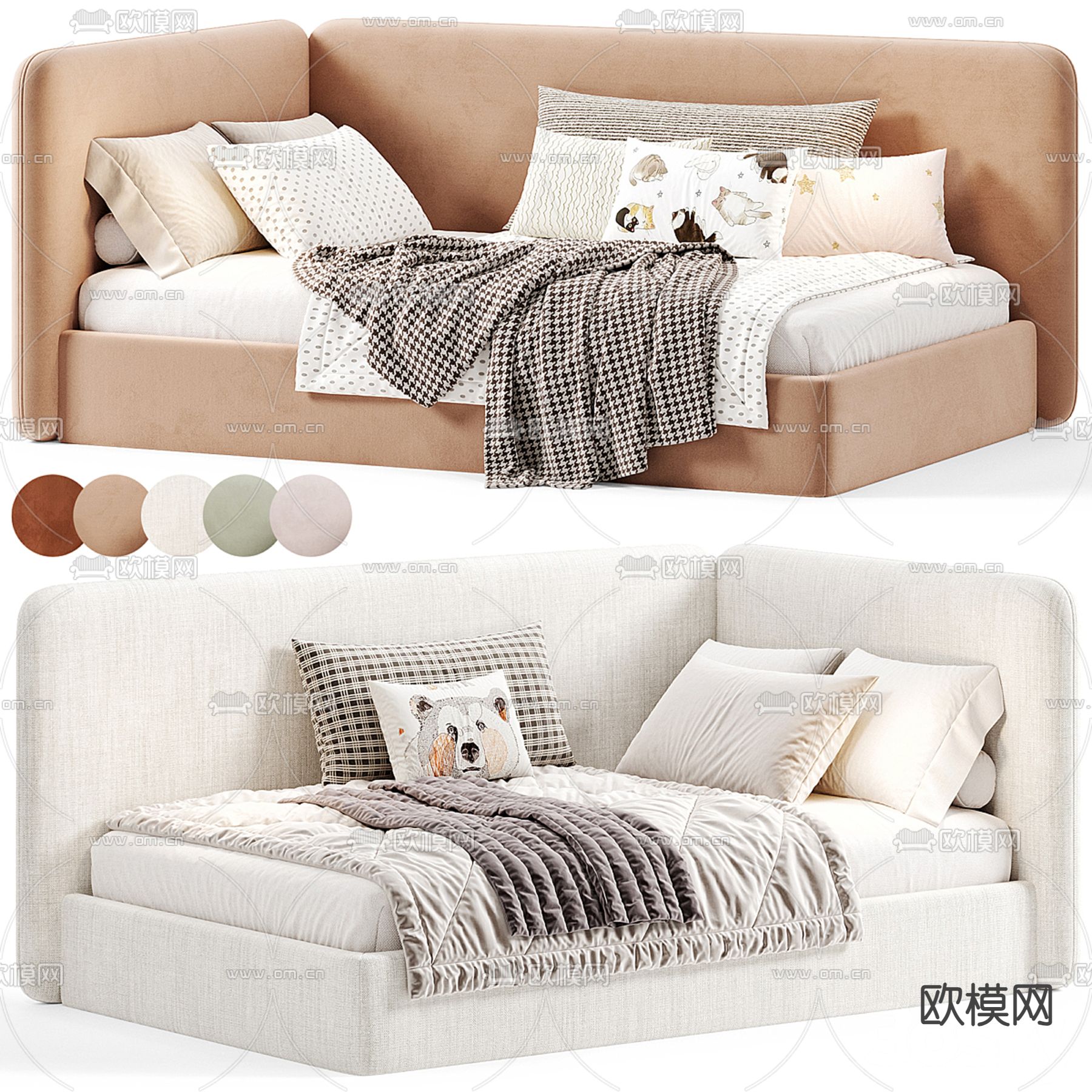 Wheelhouse布艺 单人儿童床3d模型下载（渲染图2）