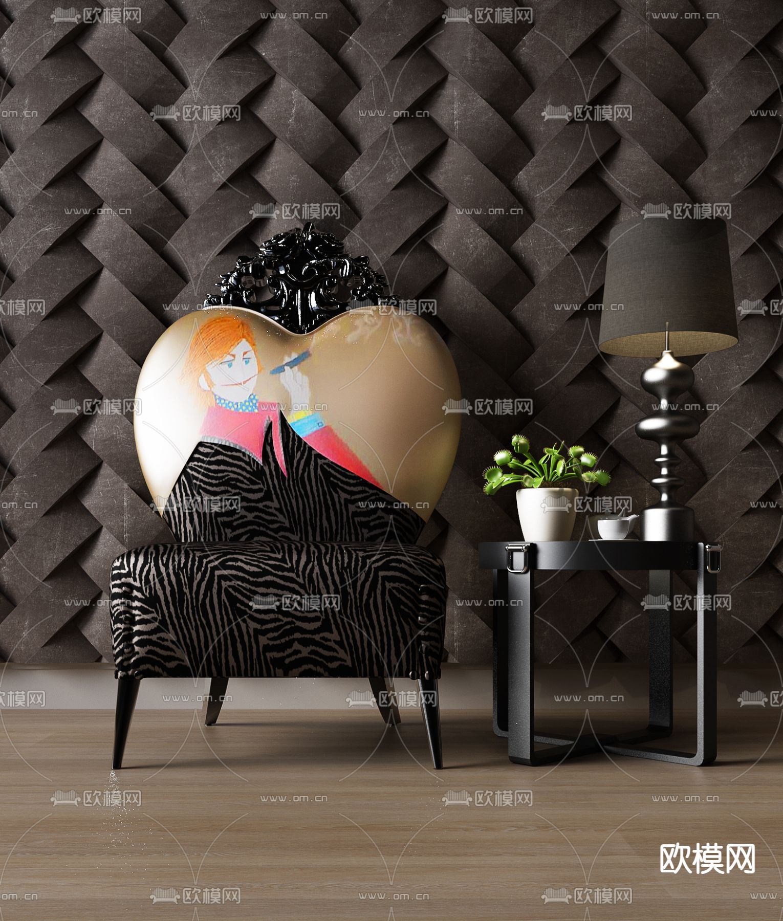 美式休闲沙发3d模型下载