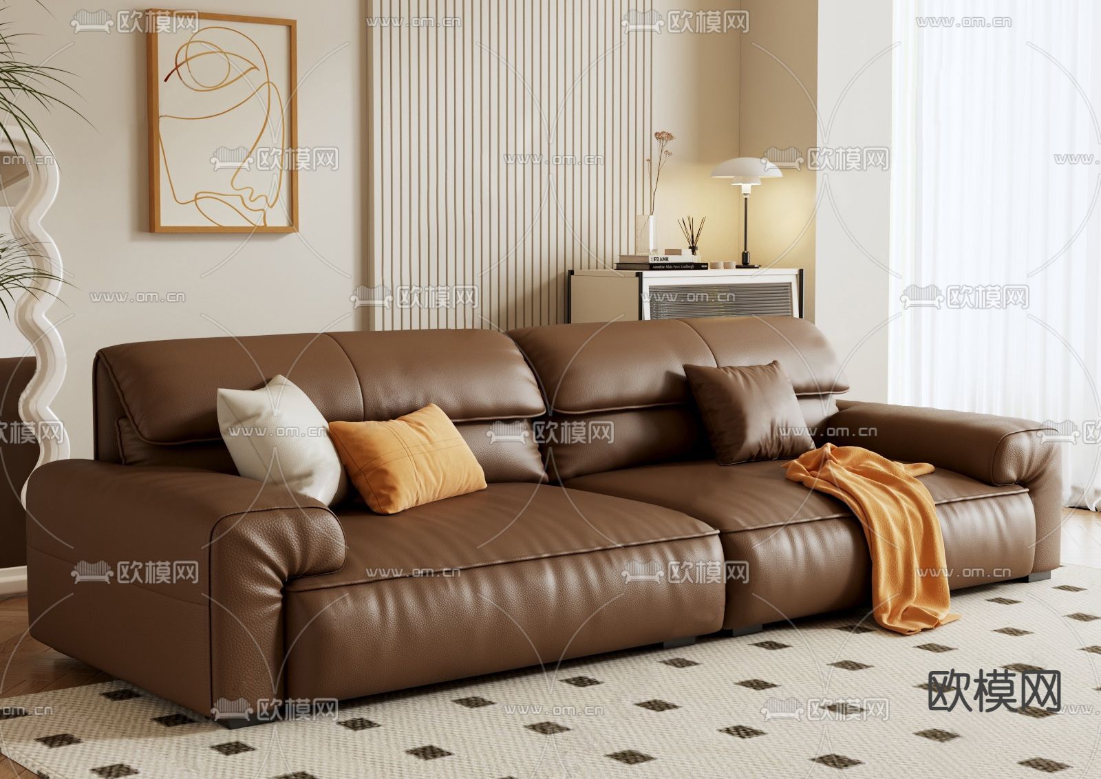 美式双人沙发3d模型下载