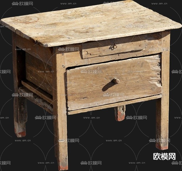 老旧床头柜3d模型下载