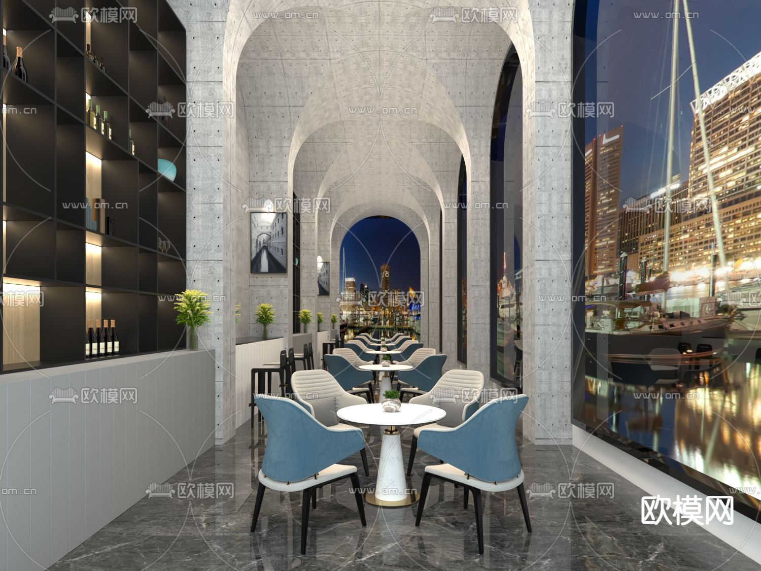 现代酒店休息区 等候区3d模型下载