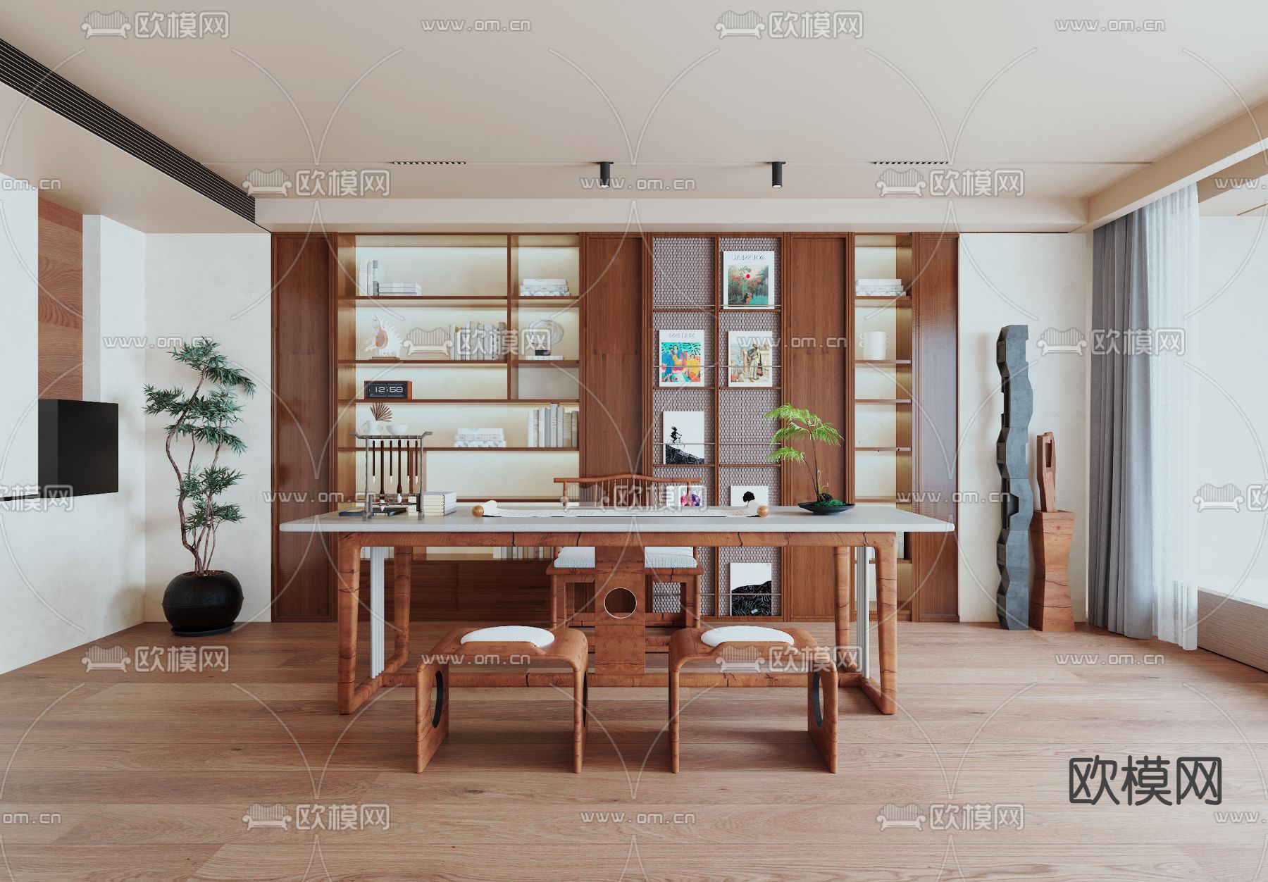 中古风书房3d模型下载