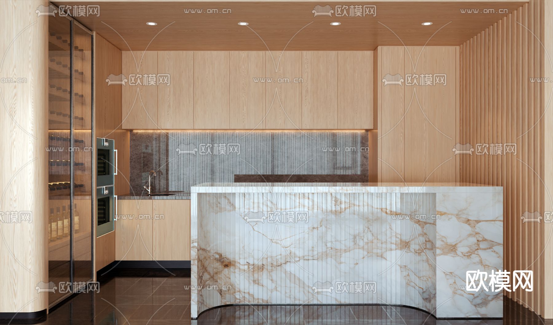 现代大理石水吧台3d模型下载