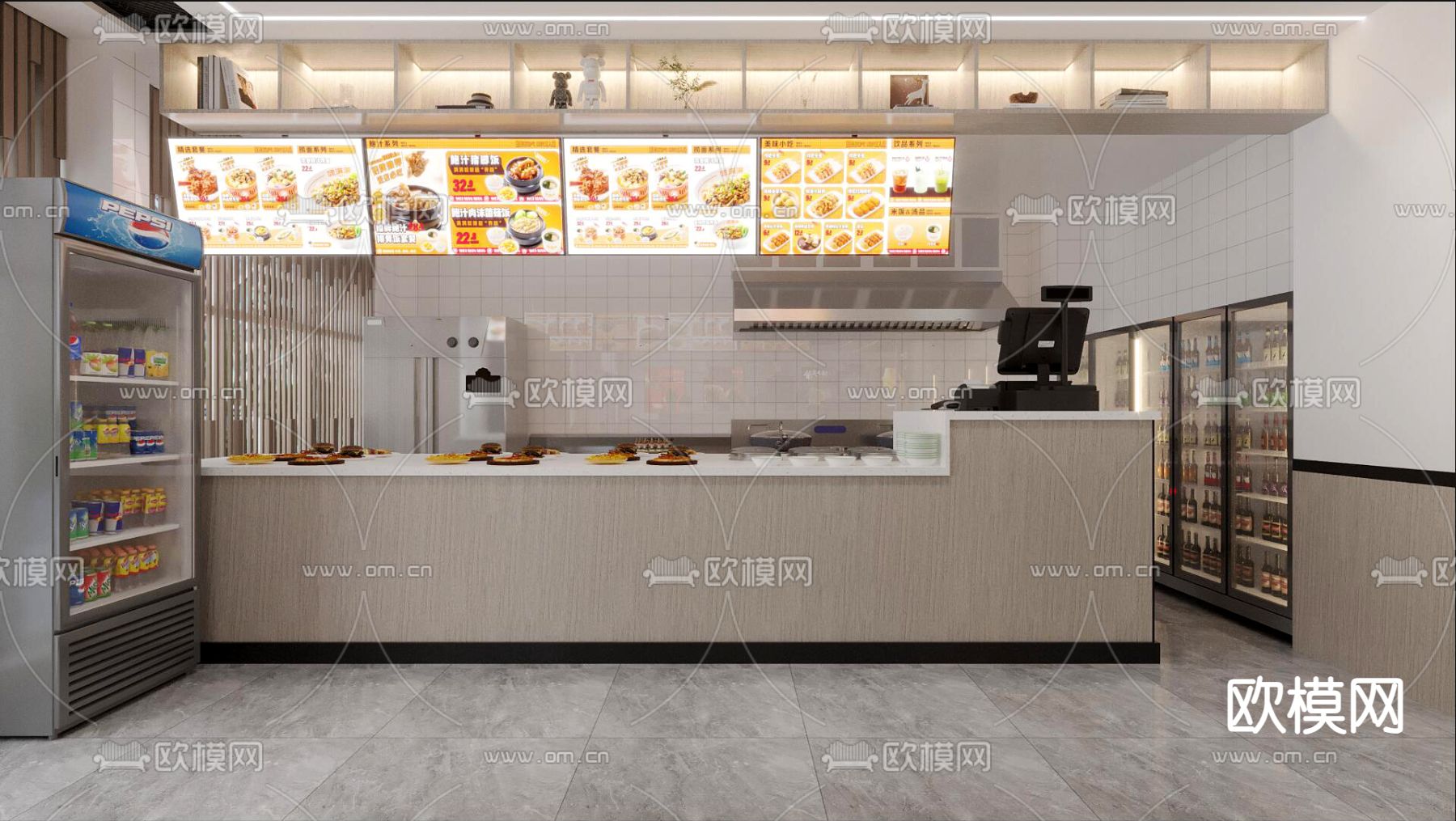 汉堡店 快餐店 餐厅3d模型下载（渲染图3）
