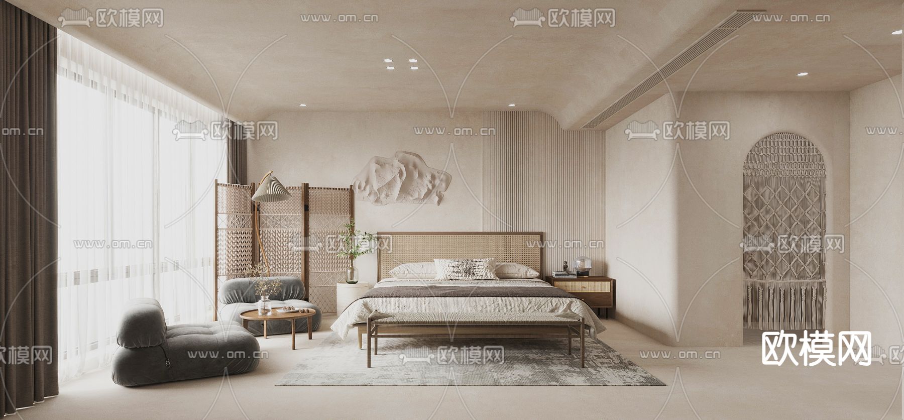 侘寂民宿 客房3d模型下载（渲染图1）