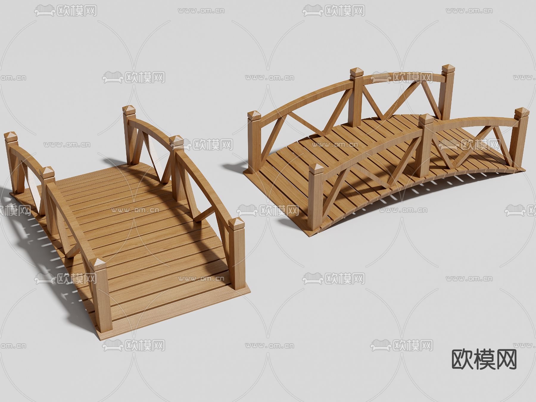 新中式小木桥 景观桥3d模型下载