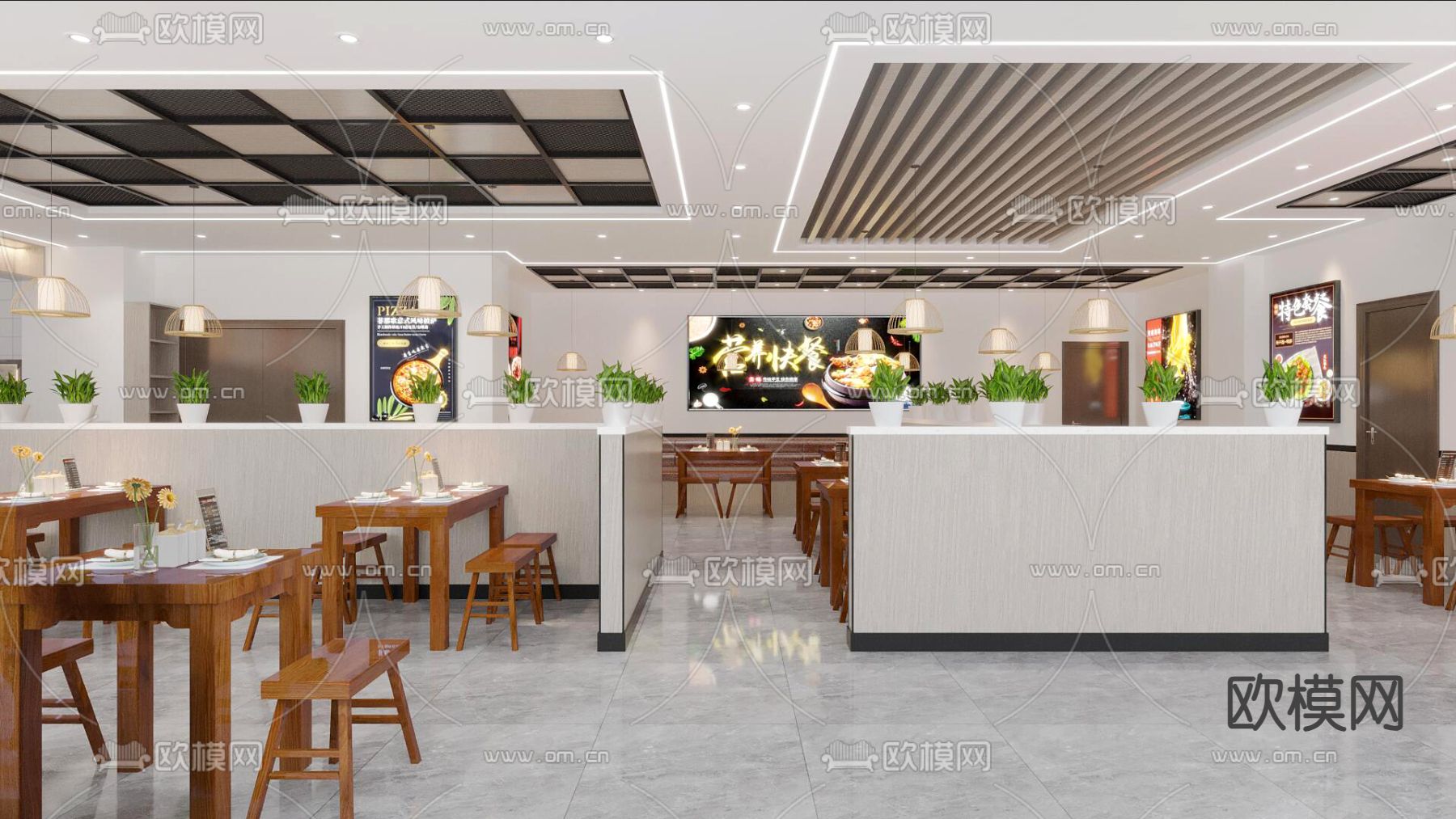 汉堡店 快餐店 餐厅3d模型下载（渲染图2）