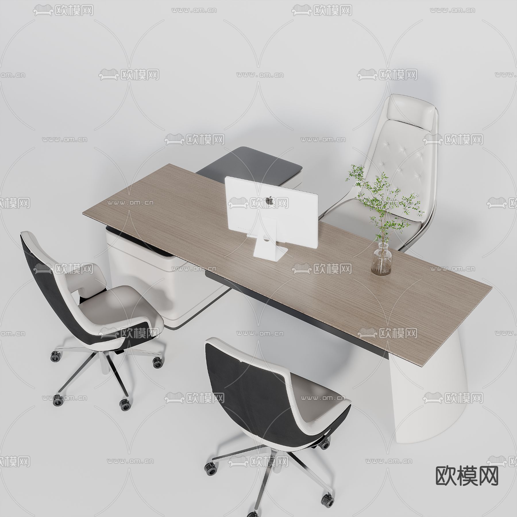 现代办公桌椅 班台桌椅3d模型下载