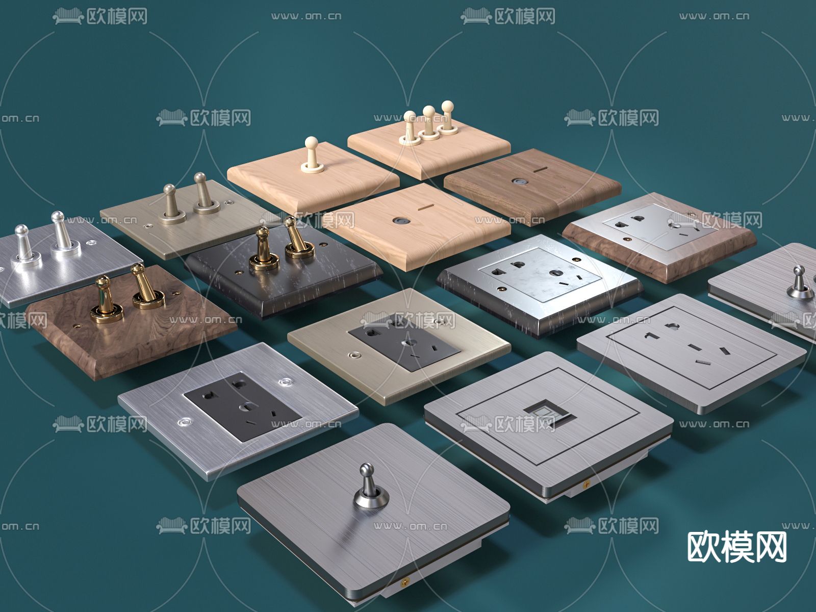 现代开关 插座面板3d模型下载