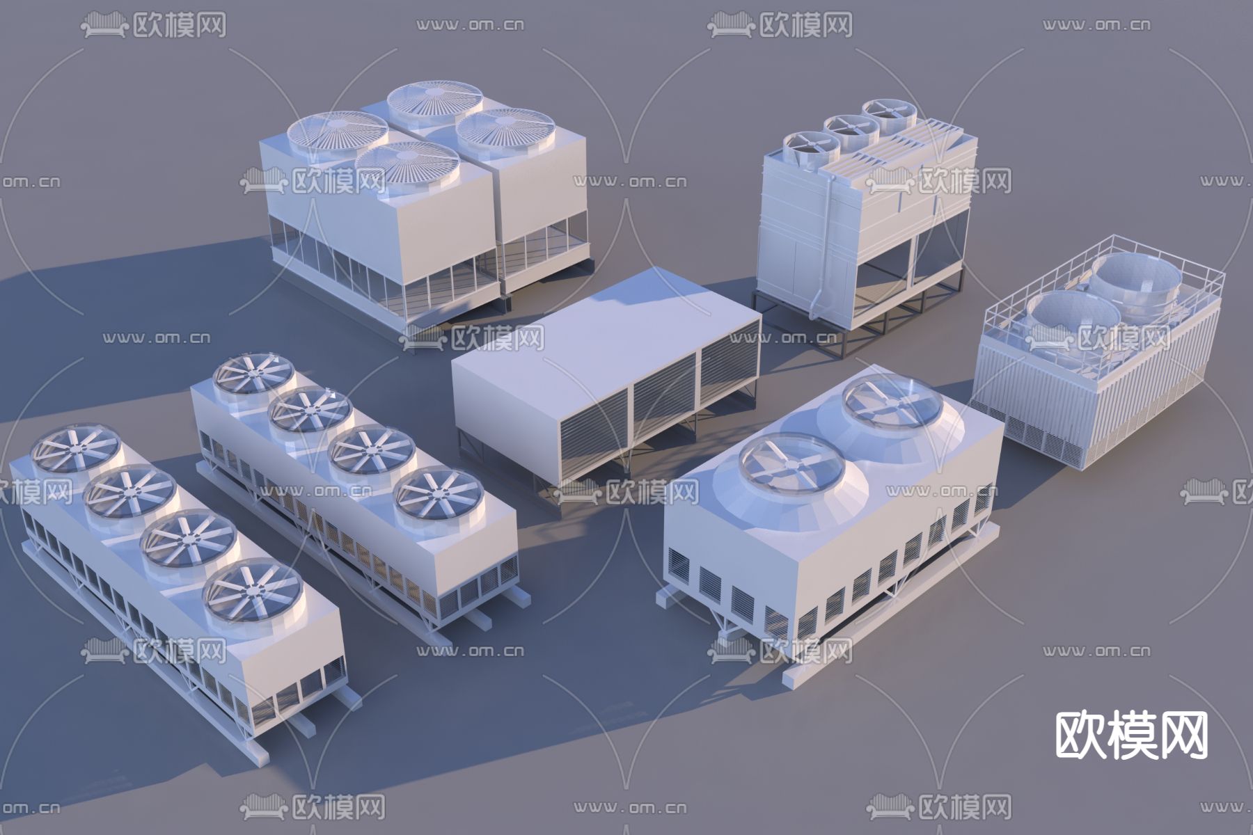 冷却塔 排气扇 水箱3d模型下载