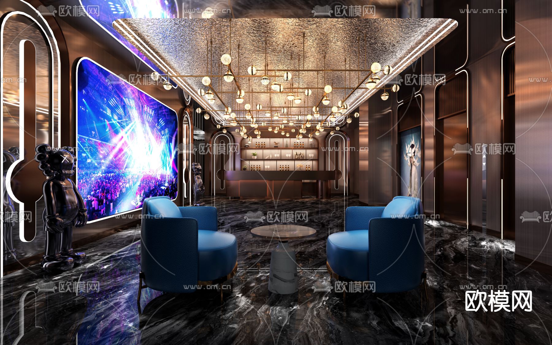现代KTV大厅3d模型下载