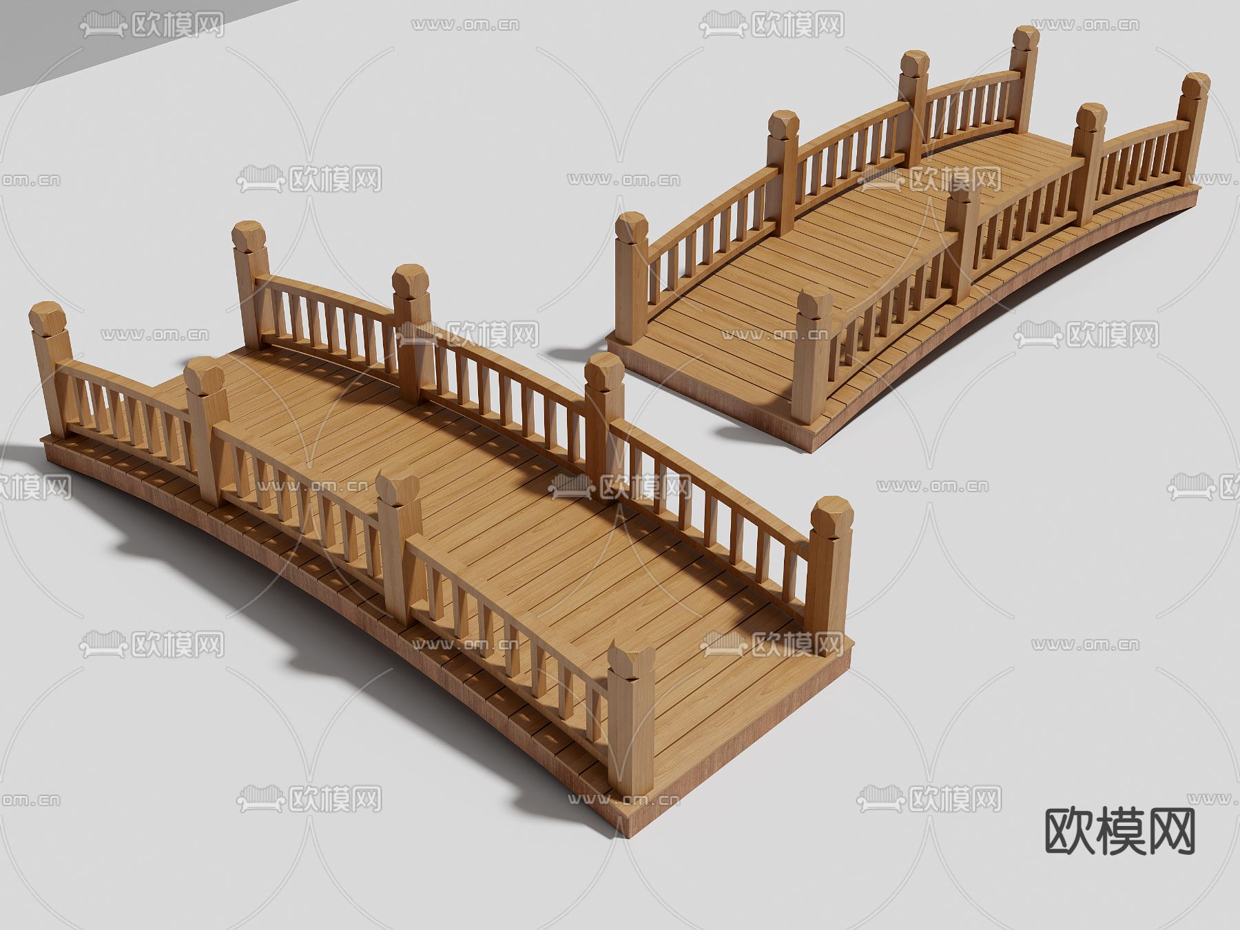 新中式小木桥 景观桥3d模型下载