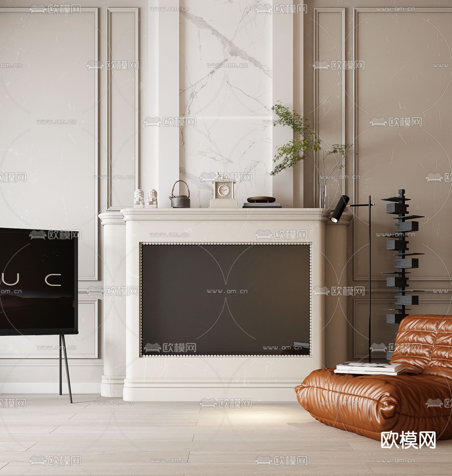 法式壁炉3d模型下载