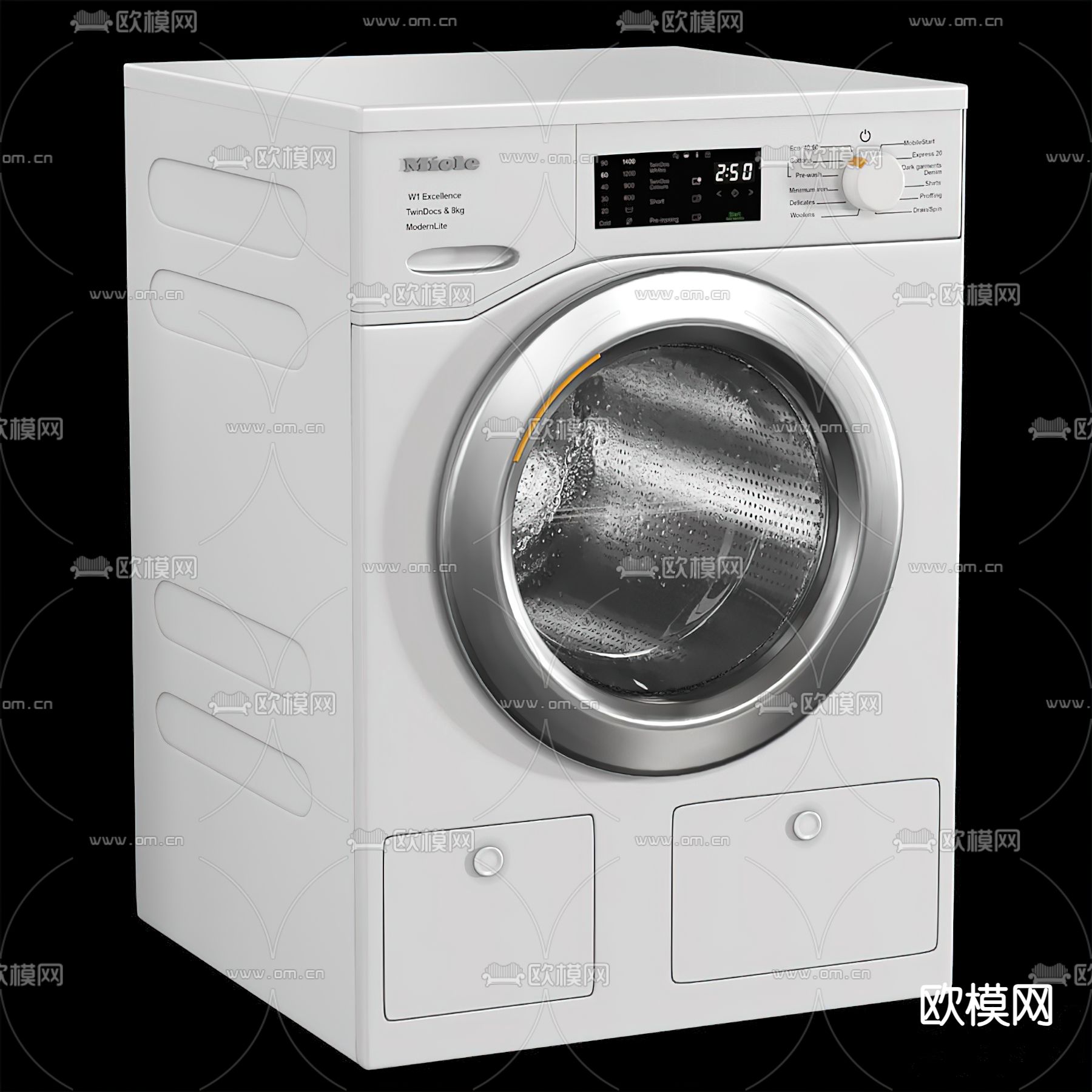 现代滚筒洗衣机3d模型下载（渲染图1）