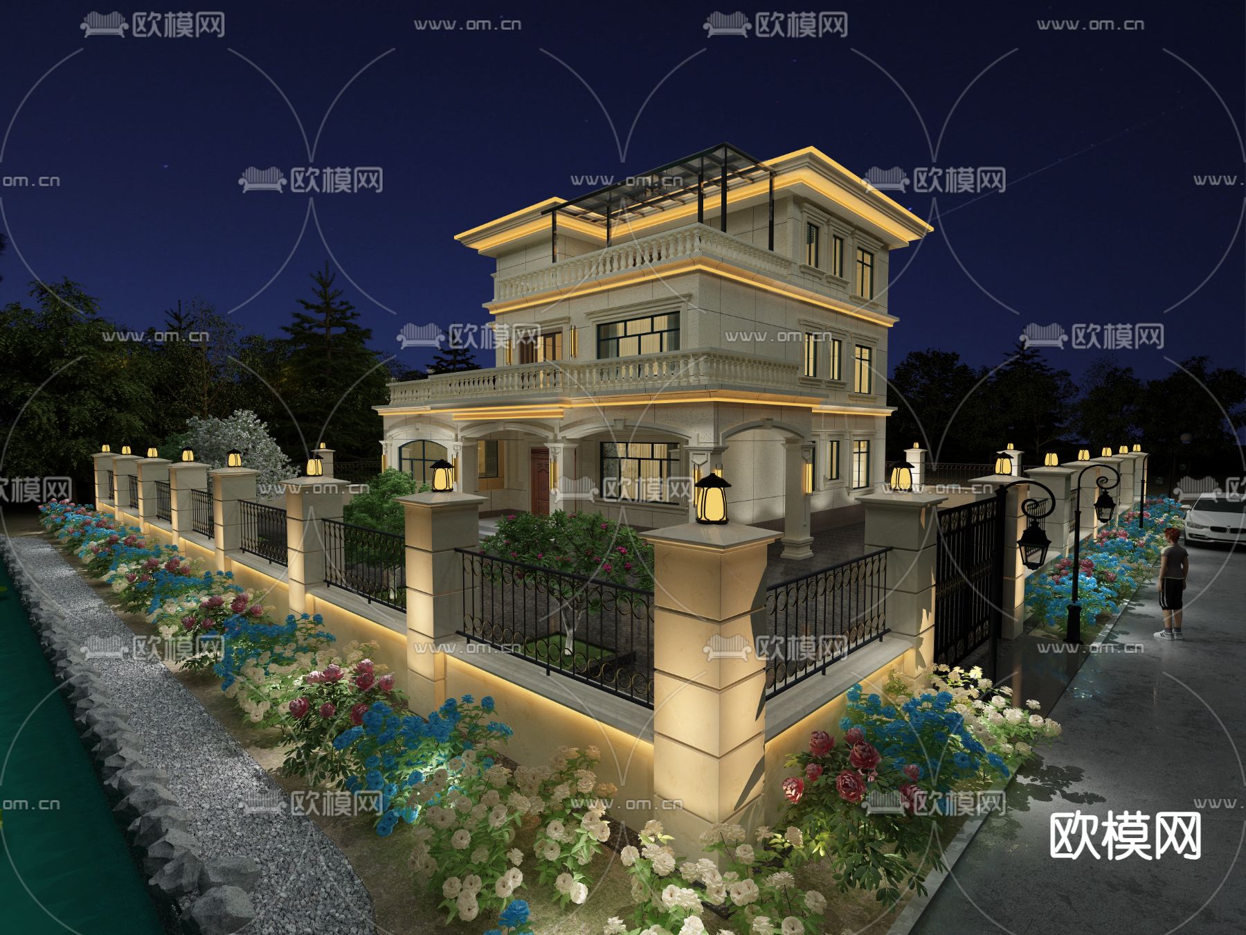 欧式古典别墅3d模型下载