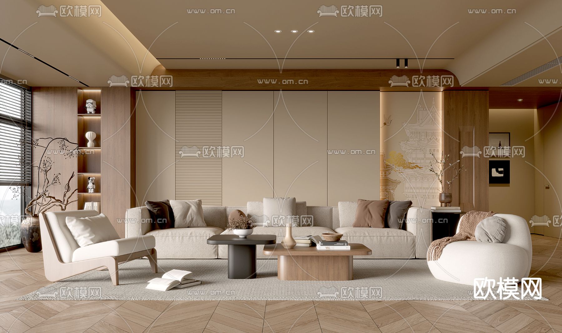 中古风客厅3d模型下载