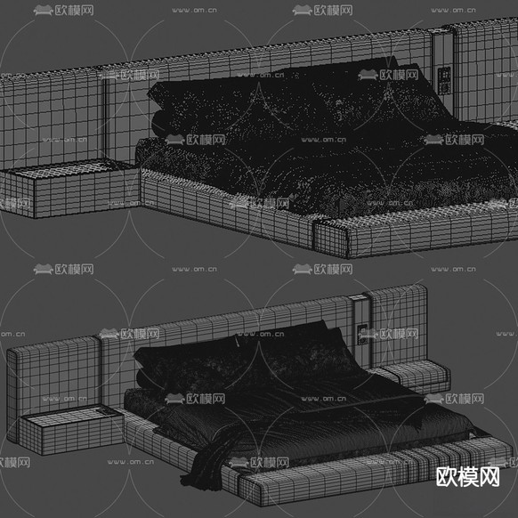 现代双人床3d模型下载(渲染图7)