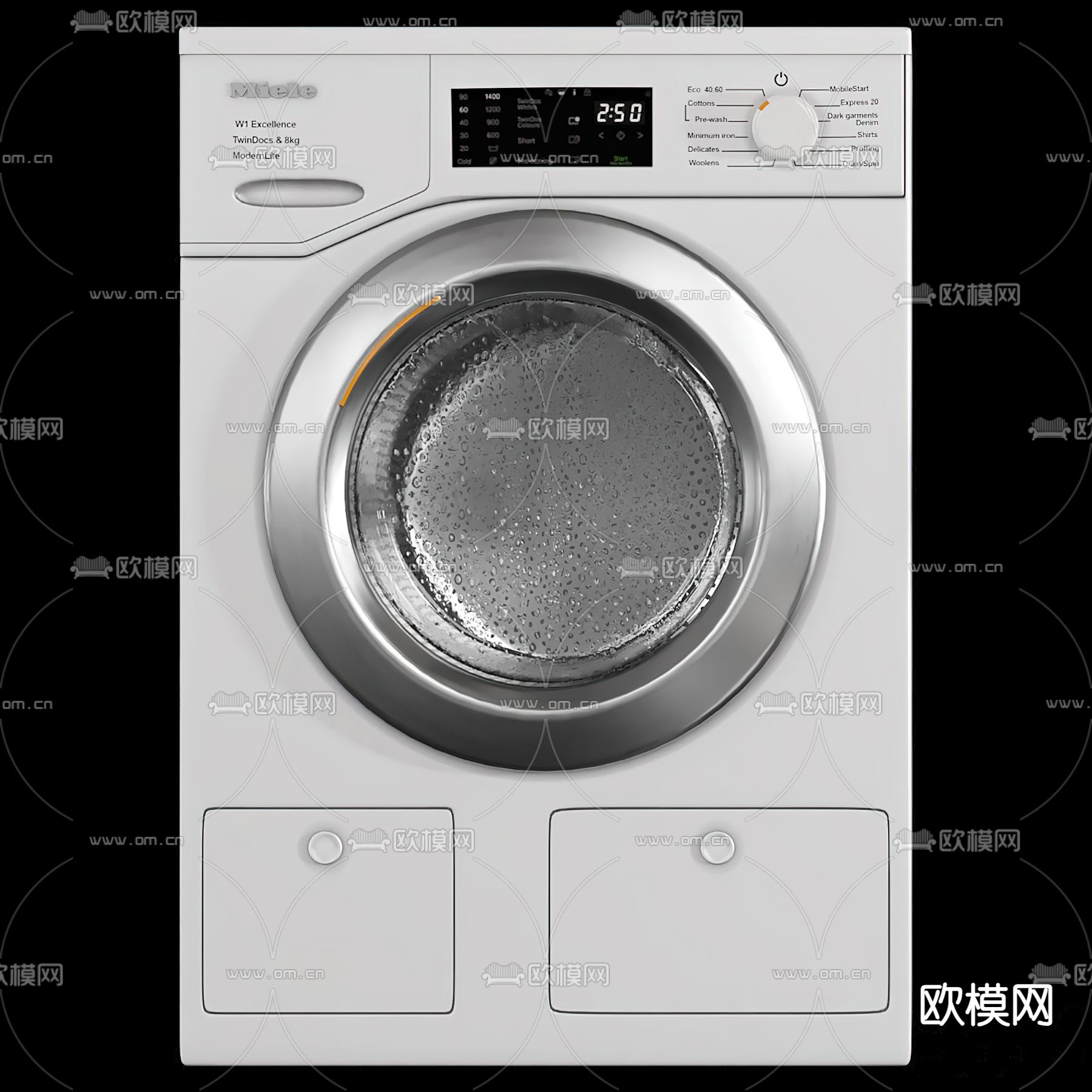 现代滚筒洗衣机3d模型下载（渲染图2）