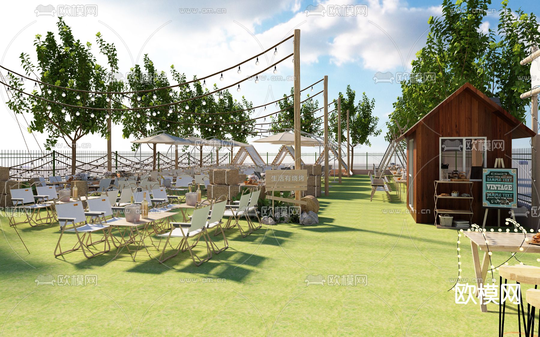 露营地 户外烧烤 基地3d模型下载（渲染图1）