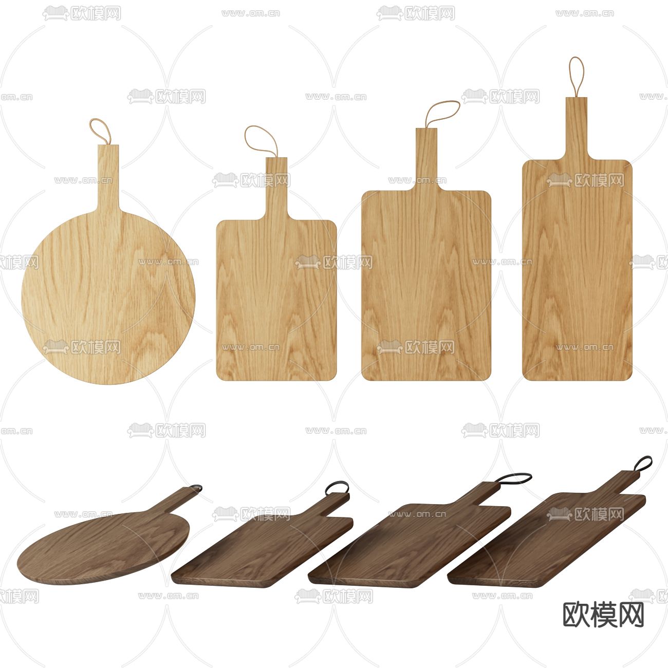 现代砧板 橡木切菜板 厨房用具3d模型下载