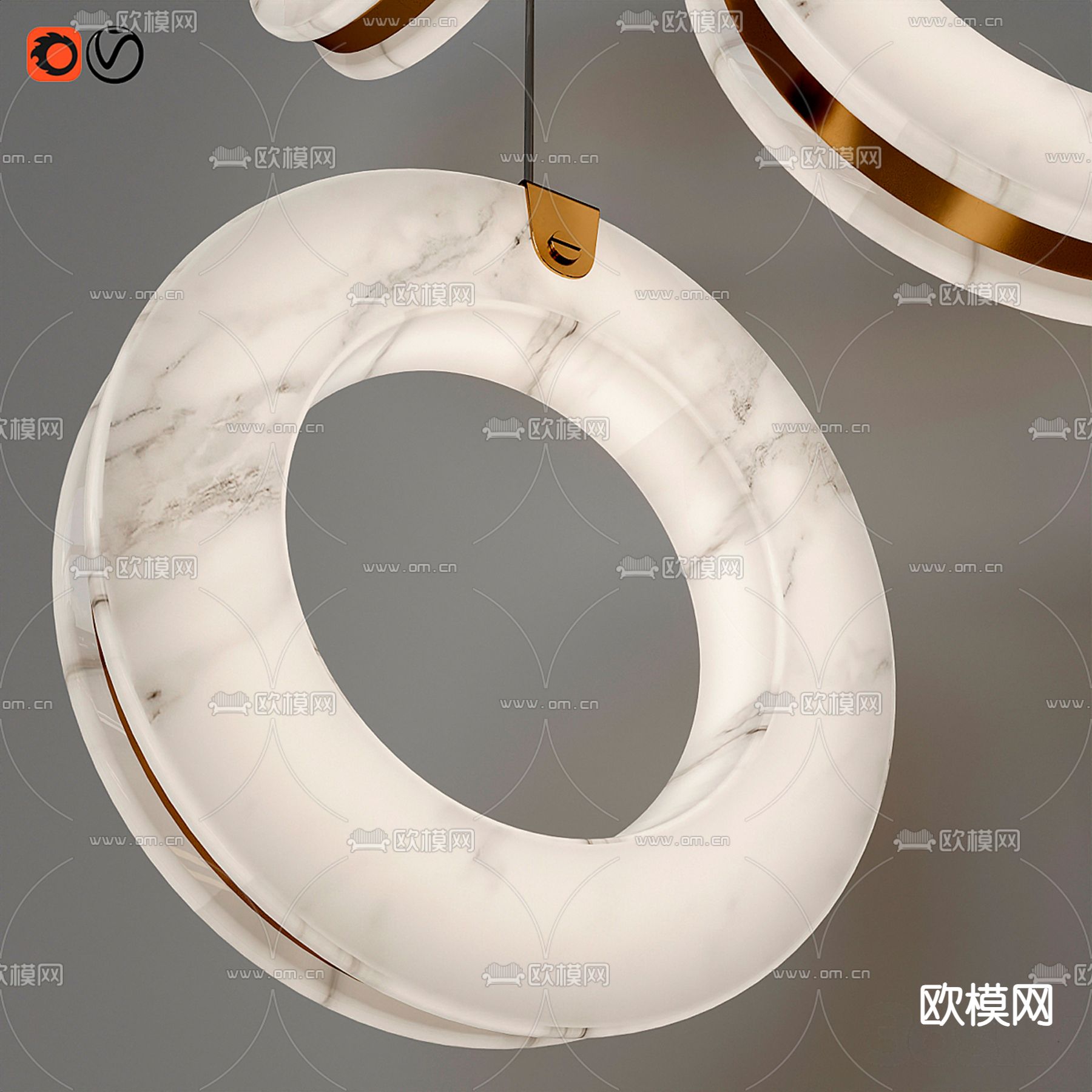 北欧玻璃吊灯3d模型下载（渲染图1）