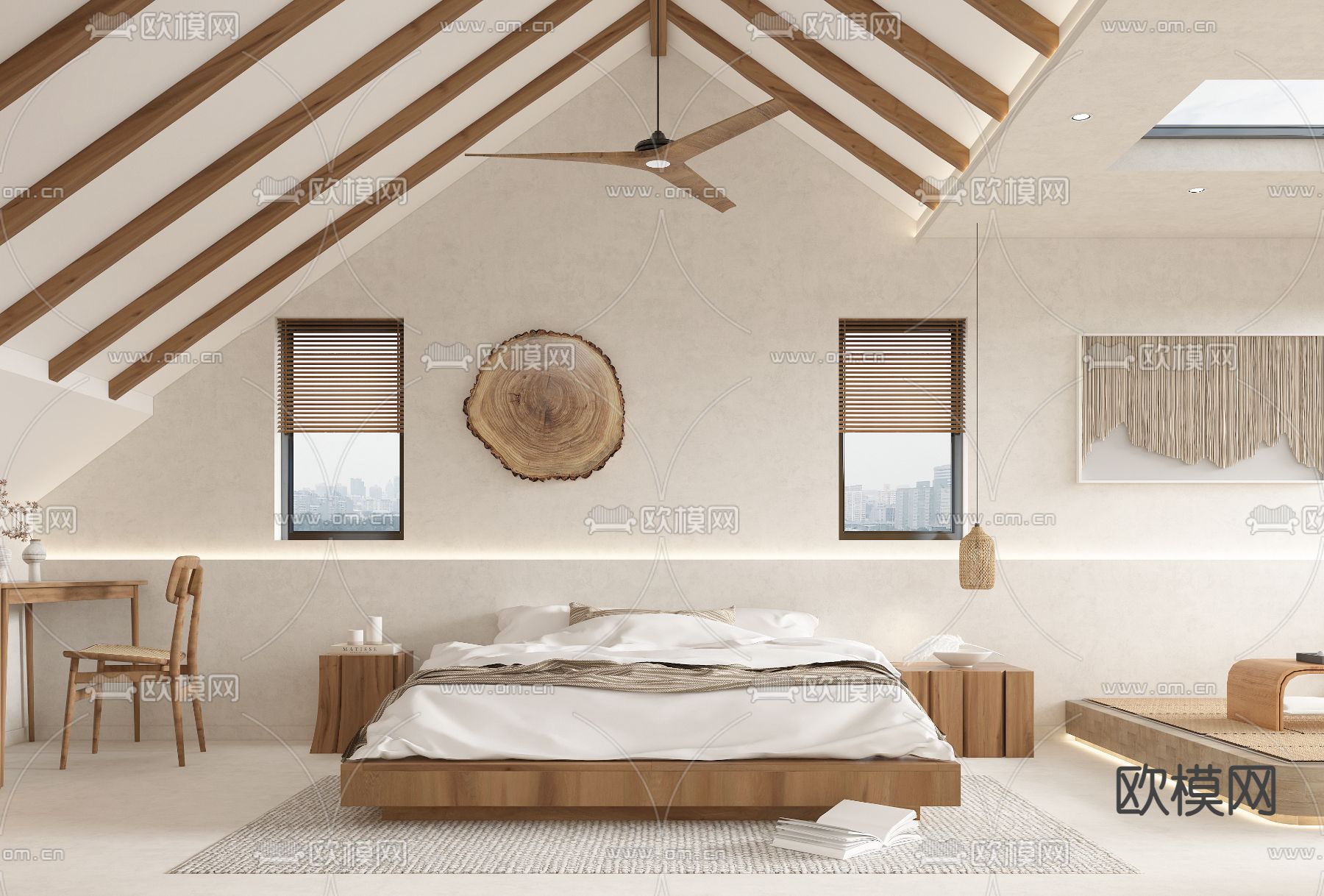 自然风原木宾馆 客房3d模型下载