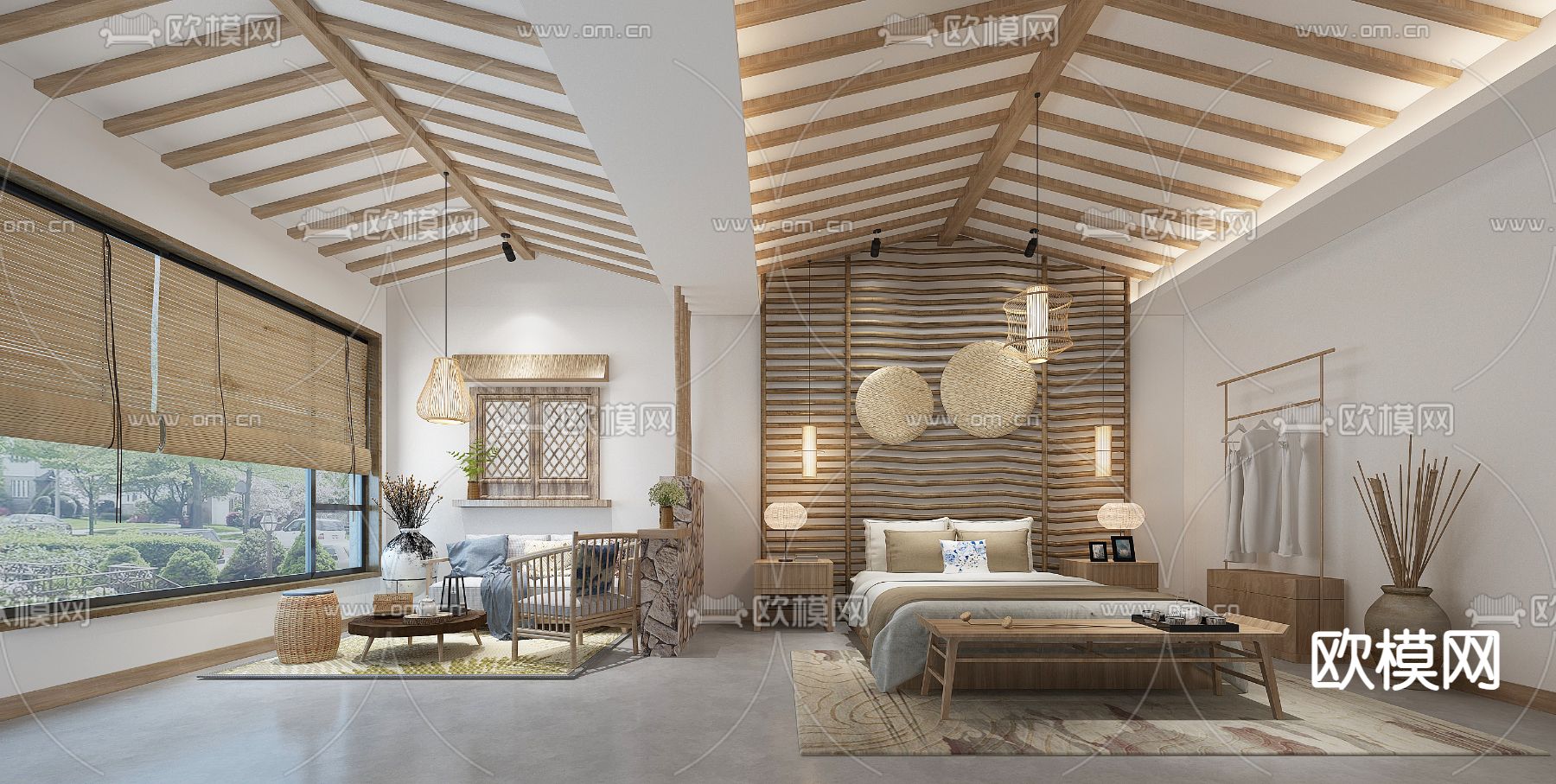 侘寂民宿 客房3d模型下载