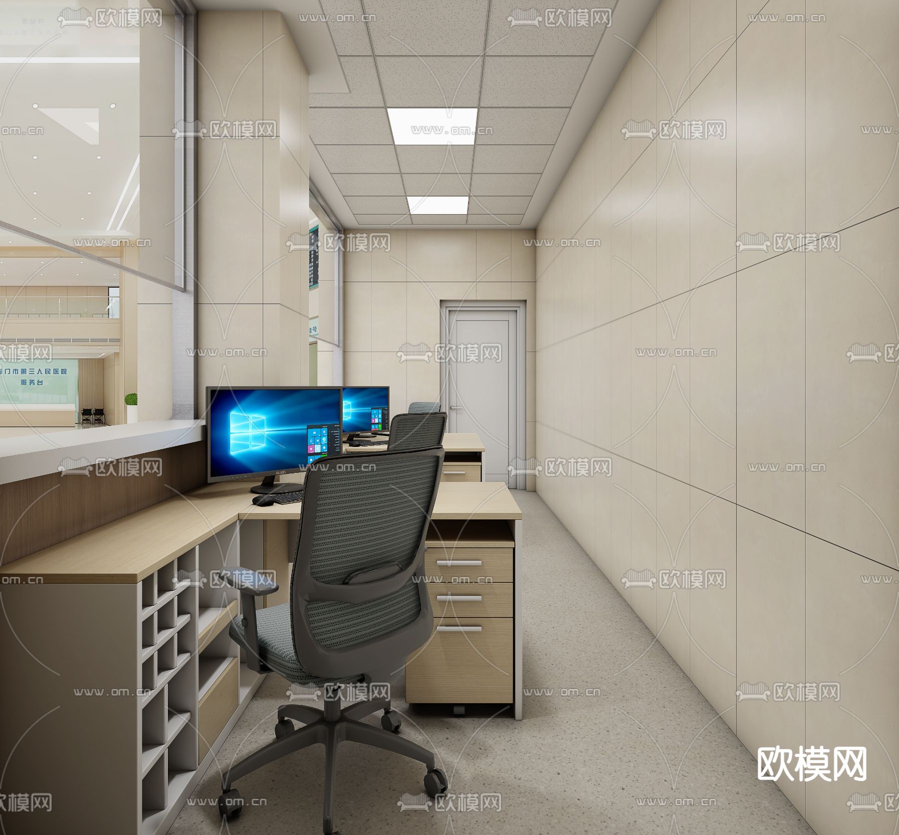 现代医院收费处3d模型下载