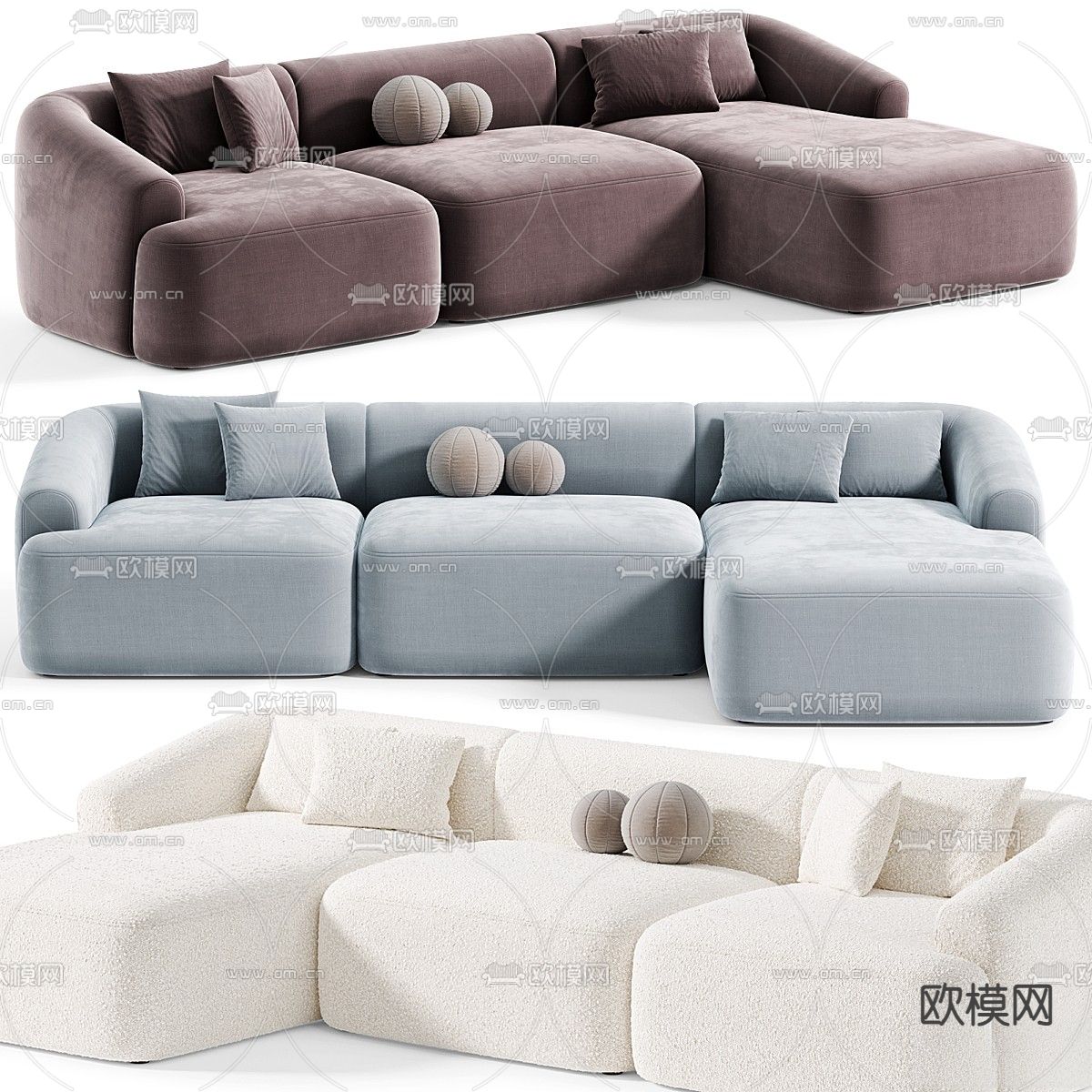 多人沙发3d模型下载（渲染图2）