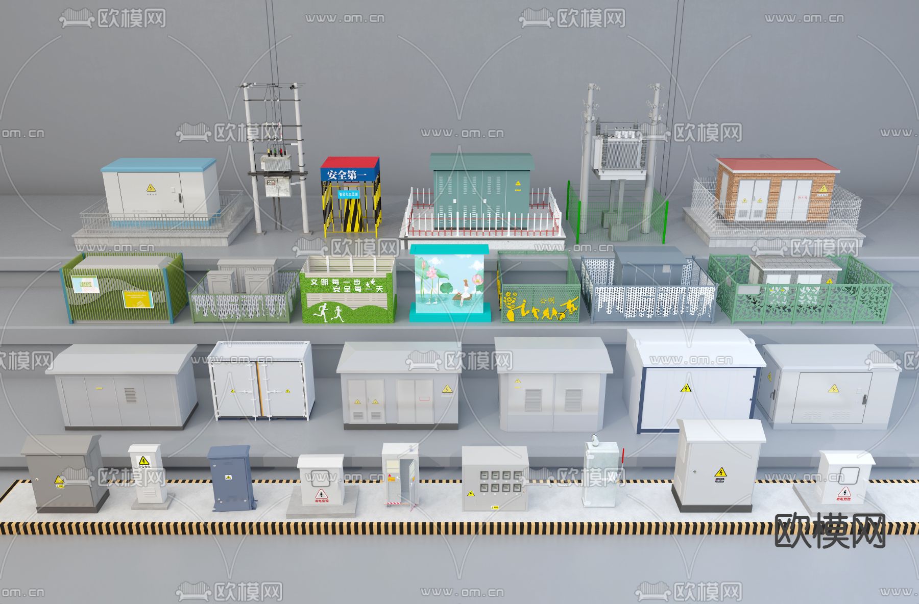 配电箱 配电室 配电设备 变压器3d模型下载（渲染图2）
