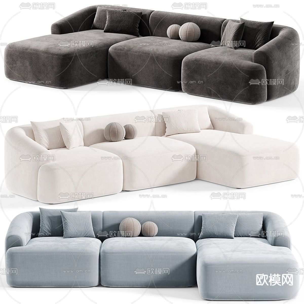 多人沙发3d模型下载（渲染图3）
