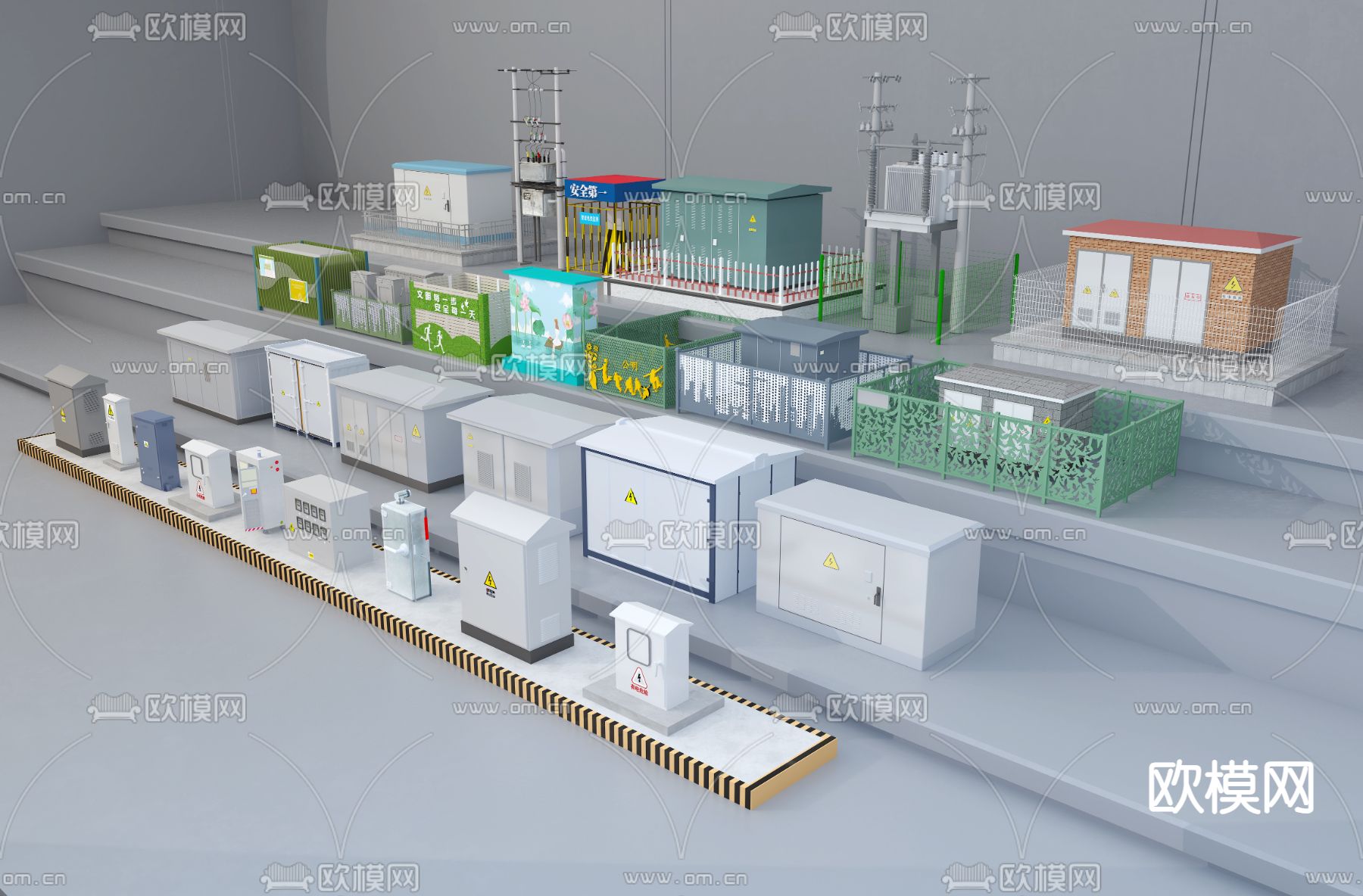 配电箱 配电室 配电设备 变压器3d模型下载（渲染图3）