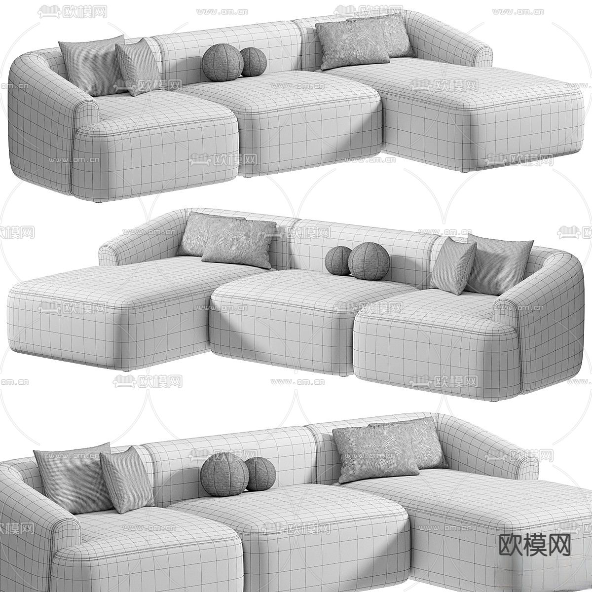 多人沙发3d模型下载（渲染图7）