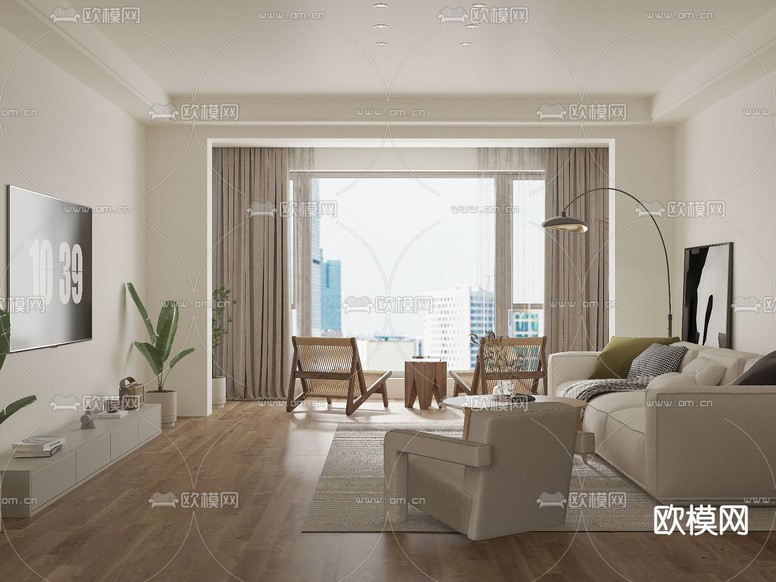 现代客厅3d模型下载(渲染图2)