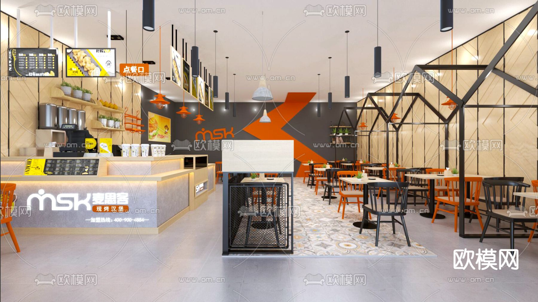 小吃店 奶茶店3d模型下载