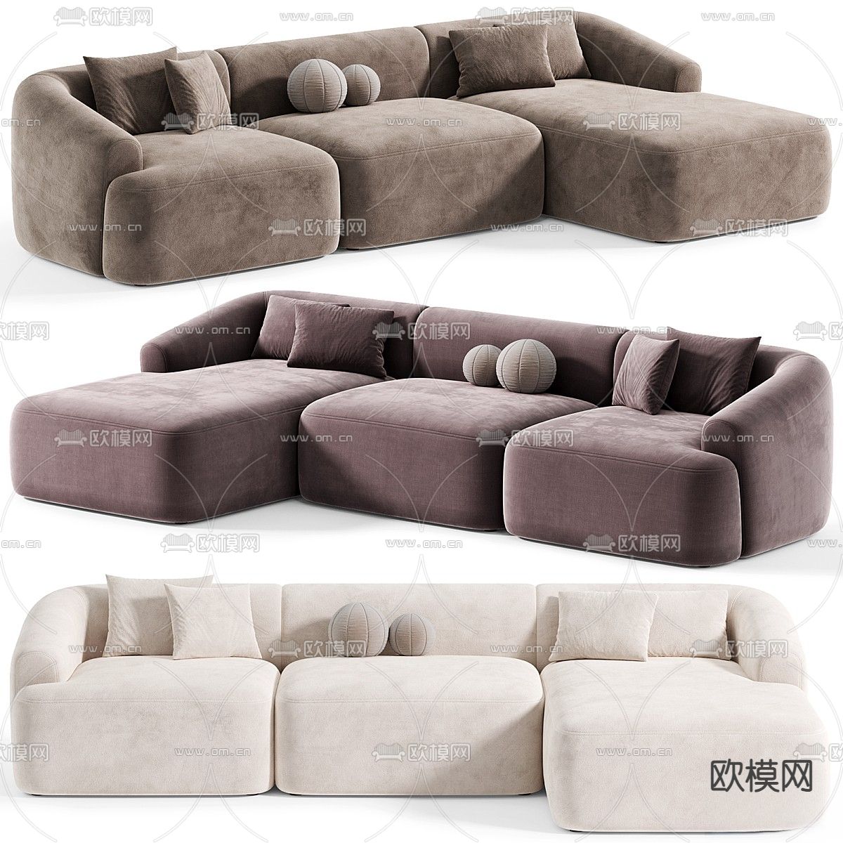 多人沙发3d模型下载（渲染图1）