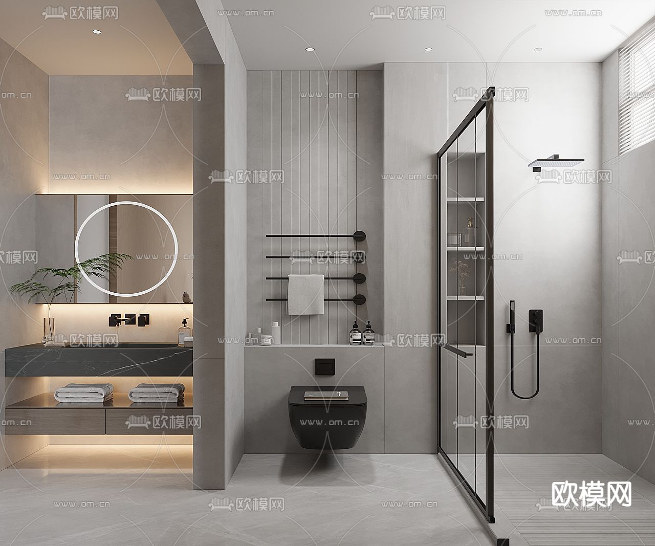 现代卫生间  洗手间 厕所3d模型下载