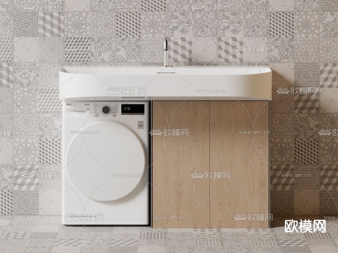 木质洗衣机柜3d模型下载