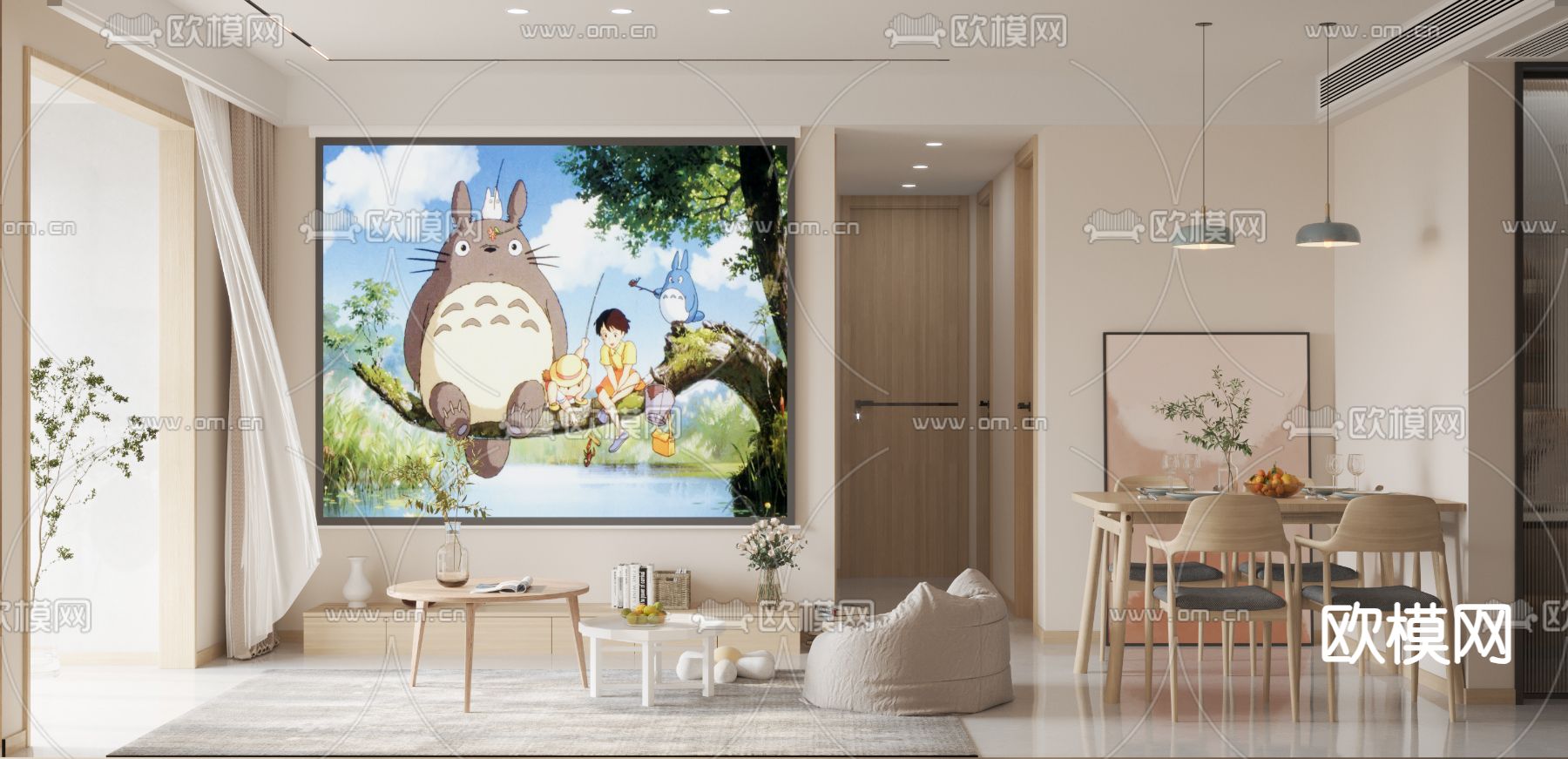 日式客餐厅3d模型下载（渲染图2）