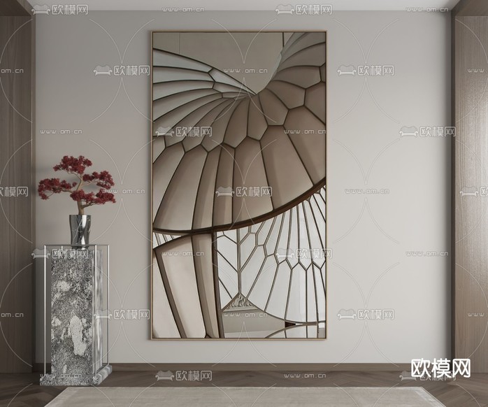 新中式装饰画 抽象画3d模型下载