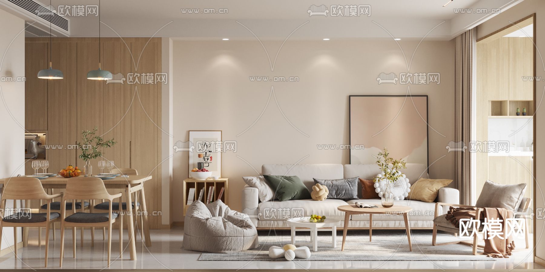 日式客餐厅3d模型下载（渲染图1）