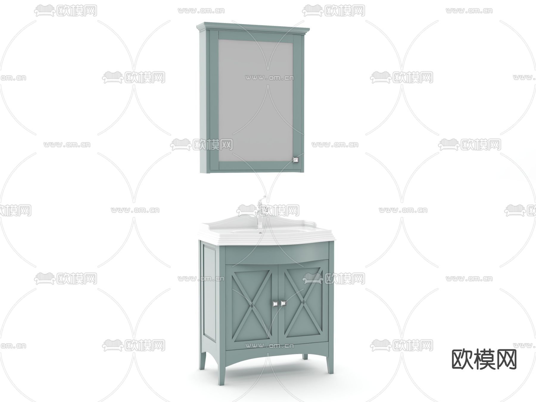 美式台盆 浴室柜3d模型下载