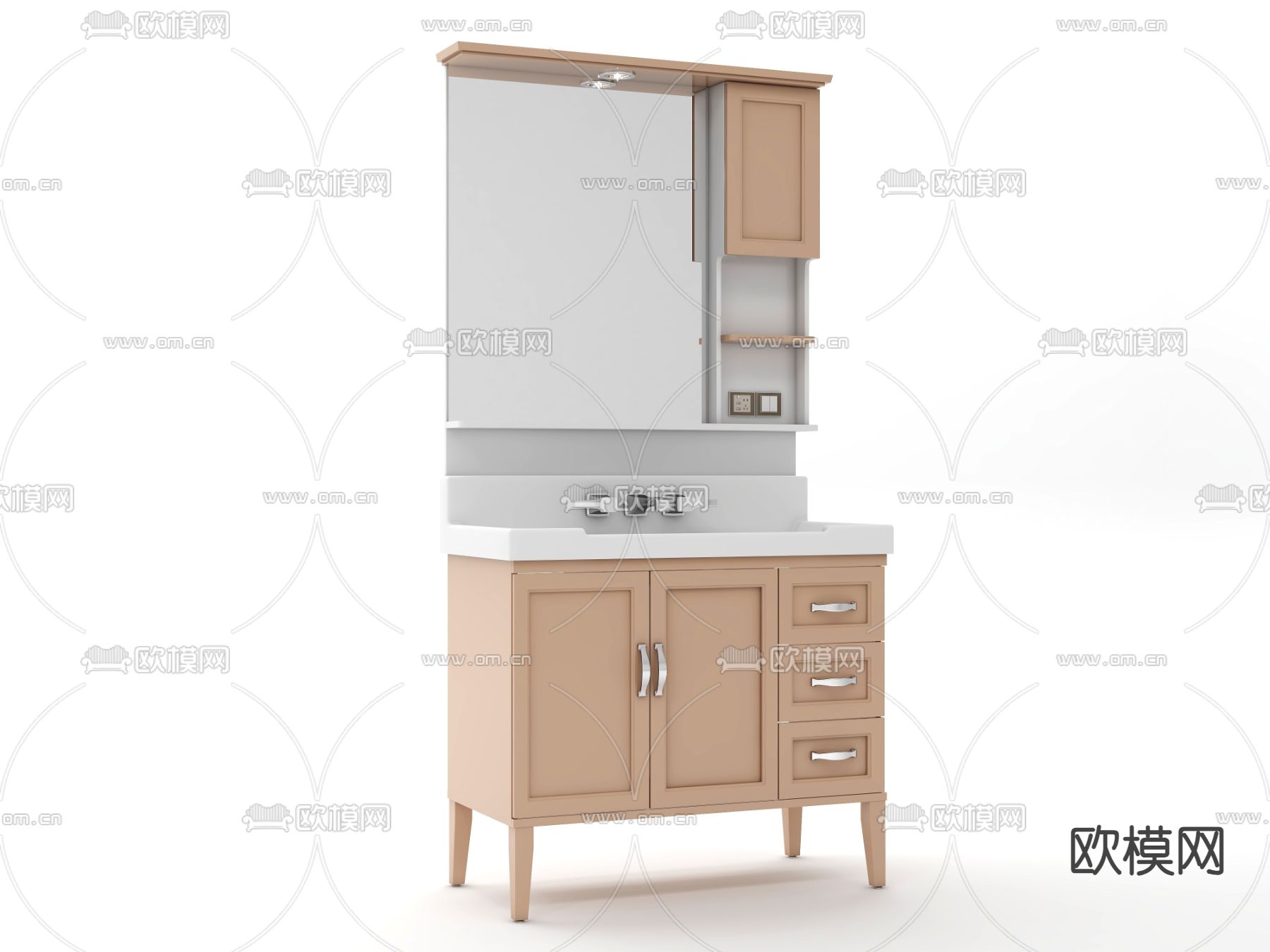 美式台盆 浴室柜3d模型下载