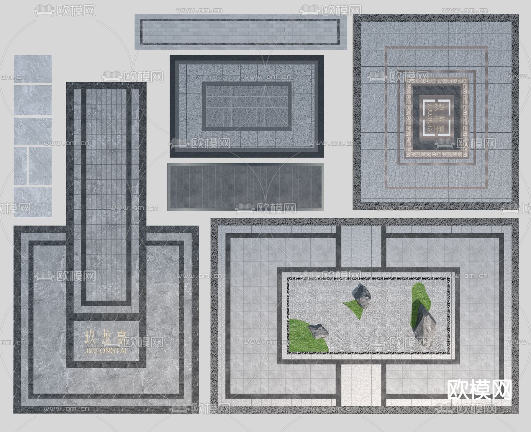 中式地面拼花 户外瓷砖3d模型下载